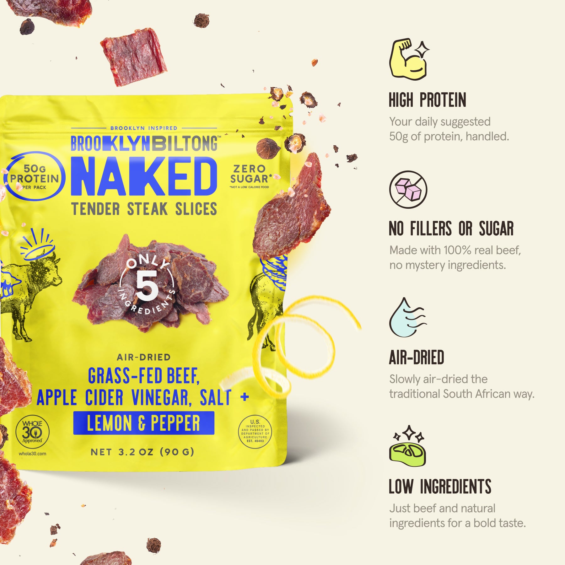 Lemon Pepper Biltong 3.2 OZ